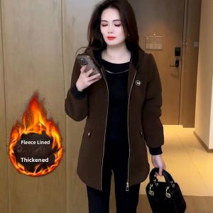 QIAOXIZI | Warm Wool Lined Coat for Senior Women