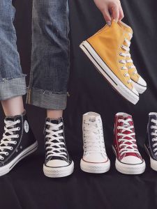 Global Canvas Shoes Womens Spring Summer New Style Student Versatile Couple Flat Bottom High Top Classic Canvas Shoes