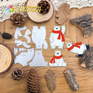 Original Lovely Layers Winter Skating Polar Bears Metal Cutting Dies Scrapbooking Decorative Embossing