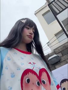 MEDM | Cherry Pattern All-over Print Color Block Casual Couple T-shirt