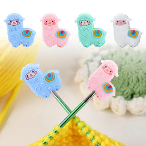 2/4/6/8pcs Cartoon Animal Needle Point Protectors Knitting Needle Stoppers Cute Letters Knitting End Caps for Knitting Accessory