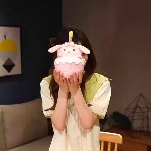 20CM LED Singing Birthday Cake Shape Plush toys Cake Shape Plush Doll With Candle Glow And Birthday Song Plush Toy Decoration Cute Creative Birthday Gift生日毛绒玩具