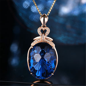 Young Natural London Blue Topaz Pendant Women's 18K Gold Plated Diamond Embedded Quality Jewelry Fashionable Pendant
