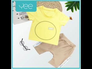 YeeShop ชุดเสื้อผ้าเด็กผู้ชาย/เด็กผู้หญิงแขนสั้นเข้าชุด ลายน่ารัก ไซส์ 100#/1-2ปี 110#/2-3ปี 120#/3-4ปี (2021 1103)