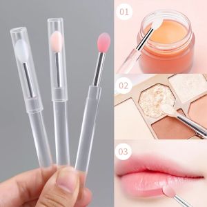 [Charming women]Transparent Soft Silicone Lip Brush With Cover Washable Lipstick Brush Lip Blending Stick Beauty Tool