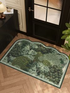 South Seas Style Luxury Living Room Entrance Silk Loop Rug French Vintage Carpet Foot Mat Home Use Plant Floral Pattern