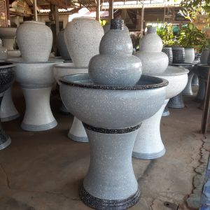 น้ำล้น น้ำผุด(สีเทาหินอ่อน) ทรงน้ำเต้า เสริมฮวงจุ้ยหน้าบ้าน รับประกันสินค้าแตกระหว่างขนส่ง แตกหักเสียหายรับชิ้นใหม่ทันที