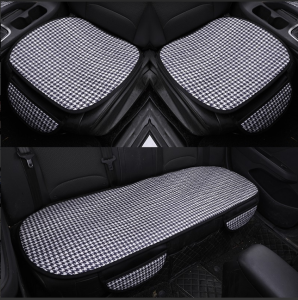 Car Seat Cushion Three-Piece Set Summer Ice Silk Cool Pad Four Seasons Linen Cartoon Seat Cushion Cute Goddess Universal No Backrest