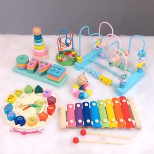 ของเล่นไม้เสริมพัฒนาการ บล๊อคไม้เลขาคณิต เสริมพัฒนาการ ตัวต่อรูปทรง ห่วงไม้สีรุ้งสวมหลัก ของเล่นเพื่อการศึกษา ของเล่นการศึกษาปฐมวัย ของขวัญคริสต์มาส