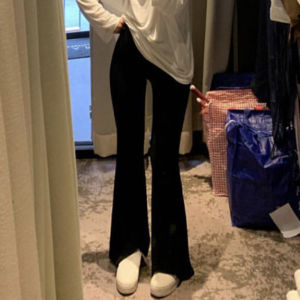 High Waist Slim Fit Bell Bottom Pants Womens Fashion Spring Autumn Thin Casual Long Pants Korean Style Comfortable Cotton