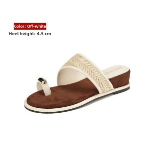 MIFEI | Genuine Leather High-Heeled Flip Flops