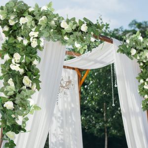 1 Dây Hoa Hồng Giả Bằng Lụa 220cm Với 16 Đầu Hoa Trang Trí Treo Tường Bằng Mây Dùng Cho Giáng Sinh Trang Trí Cây Giả Lãng Mạn