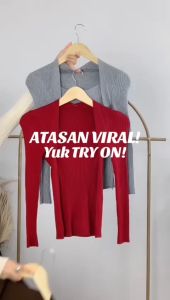 AJWShop [RU QM] Atasan Wanita Lengan Panjang Rajut Model U Korean Style Kekinian | Atasan Wanita Import Blouse Korea | Atasan Wanita Kekinian Korean Style | Atasan Wanita Blouse | Atasan Rajut Lengan Panjang Import