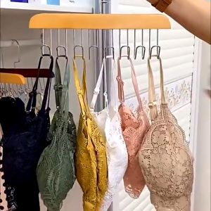 ICHINOVA 8 Hook Solid Wood Hanger Woman Bra Hanger Man Belt Tie Hanger Durable Vest Bag Hanger