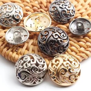 10 Retro Hollowed Out Metal Buttons Suitable for Sewing - Multiple Sizes 15/25mm Ideal for DIY Shirts Jackets and Outerwear