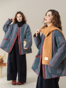 Áo Khoác Cotton Nữ Vintage Dày Ấm Áp Mùa Thu Đông
