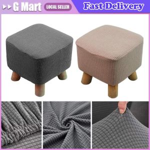 Ottoman Cover Elastic Square Footstool Cover 360 Degrees All-inclusive Footrest Protector Case Living Room Seat Slipcoverm