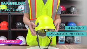 302: CE Construction Safety Helmet With Goggles Visor ABS Hard Hat ANSI Industrial Work Head Protection Rescue