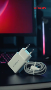 VIVAN POWER C21 Charger 20W Fast Charging PD QC 3.0 Dual USB Type-C USB A Output 3A Kabel C to c