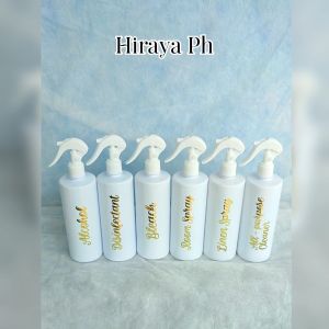 Hiraya Ph Alcohol Spray Bottle with Customize Waterproof Labels Room Spray Linen Spray Dispenser Empty Refillable Plastic Bottle for Kitchen and Bathroom Organizer