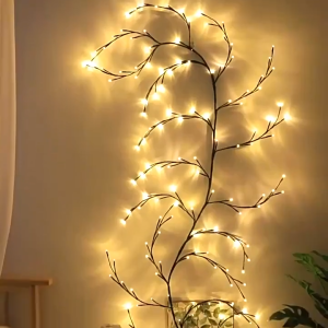 1pc Solar Willow Vine Light For Outdoor Wall Balcony Garden Decor72/96LEDS Solar String Fairy Light Waterproof For Christmas
