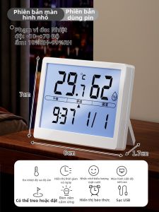 ZHIFAN | Đồng Hồ Đo Độ Ẩm và Nhiệt Độ Điện Tử Cao Cấp Treo Tường