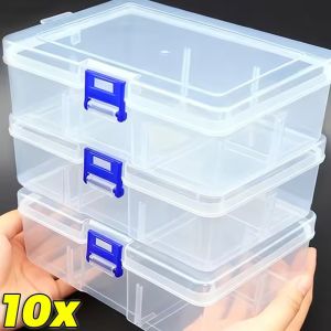 5/10PCS Transparent Lockable Empty Box Rectangular Plastic Storage Box PP Packaging Parts Box Stationery Storage Box With Lid