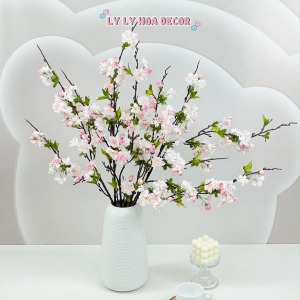 Cành Đào Cổ 2 Nhánh Trang Trí Nhà Cửa Hàng Văn Phòng Sự Kiện. Hoa Lụa Décor