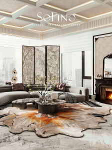 SoFINO | Unique Irregular Designed Elegant Floral Black Circular French Vintage Carpet