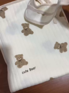 Korean Style Little Bear Baby Swaddle Blanket Newborn Receiving Blanket Soft Cotton Baby Wrap