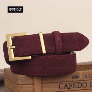 Womens Luxury Genuine Leather Belt for Jeans and Dress Vintage Suede Cowhide Waistband Golden Square Buckle Ladies Trendy Belts