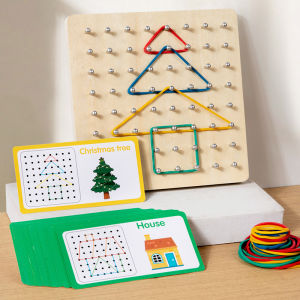 Montessori Wooden Childrens Educational Toys Nail Boards Geometry Math Teaching Aids For Shape Cognition Imagination Develop