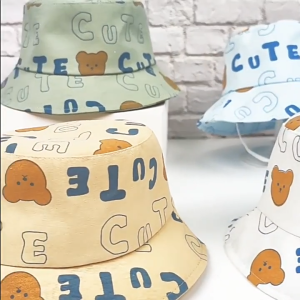 หมวกบักเก็ตเด็ก มีสายรัดคางปรับได้ ลายหมีน่ารัก หมวกเด็ก 0-2ขวบ หรือรอบศรีษะ46-48 cm YY016