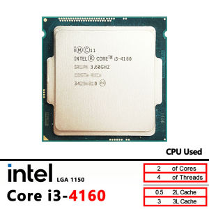 Intel | Intel Core i3-4160 Used i3 4160 3.6 GHz Dual-Core Quad-Thread CPU processor 3M 54W LGA 1150