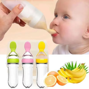 Silicone Baby Bottle Feeding Spoon Food Supplement Rice Cereal Bottle Squeeze Spoon Safe and Practical Milk Feeding Bottle Cups