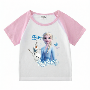 Frozen Princess Elsa Childrens Clothing Summer Girls Short sleeve T-shirt Cotton Thin Childrens Half Sleeve Top Summer Clothing