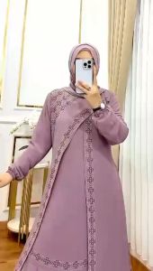 Latina Dress Ceruty Swarovski 2 Layer: Gamis Wanita Simple dan Elegan Dress Kondangan Dewasa Mewah