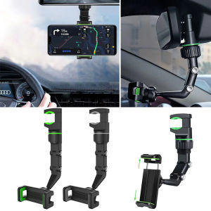 Rearview Mirror Phone Holder 360° Rotatable and Retractable Car Phone Mount Multifunctional Rear View Mirror Holder for All Car