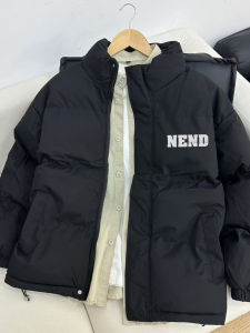 เสื้อแจ็คเก็ตผ้าฝ้ายทรงหลวมสำหรับผู้ชาย ปกจักรวาล สไตล์สตรีท บุขนแกะ คอกลม ทรงหลวม ฤดูหนาว 2025 ผ้าฝ้ายผสมโพลีเอสเตอร์