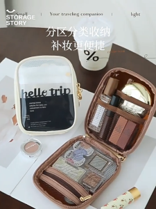 Clean360 Portable Travel Makeup Pouch Mini Cosmetic Organizer Bag Transparent PVC Storage Pouch Lipstick Skincare Travel