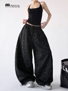 MUYUZI | Original Design Loose Casual Pants Women Black High Waist Wide Leg