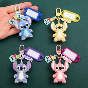 Stitch Flocked Figure Keychain-Ultra Soft Lilo & Stitch Figure Cute Fuzzy Anime Charm for Bags & Backpacks (Collectible)