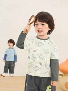 CUTEPANDAS | Áo Thun Dài Tay Giả Cổ Hai Mảnh Bằng Cotton