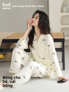 Bộ đồ ngủ MiiOW cho nữ làm bằng cotton thoải mái tay dài