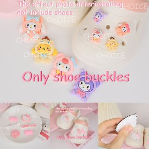 Set Series Hole Shoes HelloKitty Cartoon DIY Jibbitz Charm Button Fashion Pink Shoes Accessories For Children(M Size 10mm) For Adults(L Size 12mm) [cchoice]