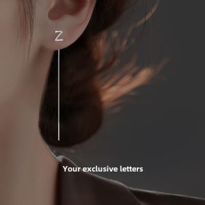 Womens Letter Ear Wire Simple Minimalist Design Ear Jewelry Korean Friend Style Hole Piercing Fashion Accessory