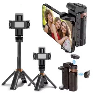 Portable Phone Holder Mini Tripod Selfie Stick Tripod 360° Rotate Bluetooth Mini Tripod with Remote Control Extendable Handheld Holder