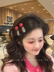 Red Side Hair Clip Elegant Hair Accessories Precise Forehead Bangs Clamp Fresh out Sweet Style Su Ya Brand Fashion Jewelry