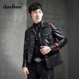 Haining Genuine Leather Clothes Mens Youth Safari Jacket Short Sheepskin Slim Lapel Leather Jacket Retro Chinese Trendy