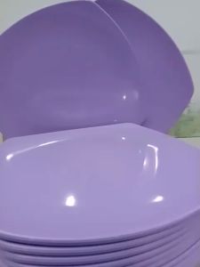 SATU LUSIN PIRING PRASMANAN MELAMIN WARNA UNGU LEBAR 23.CM BAHAN TEBAL FREE 1.PCS SENDOK